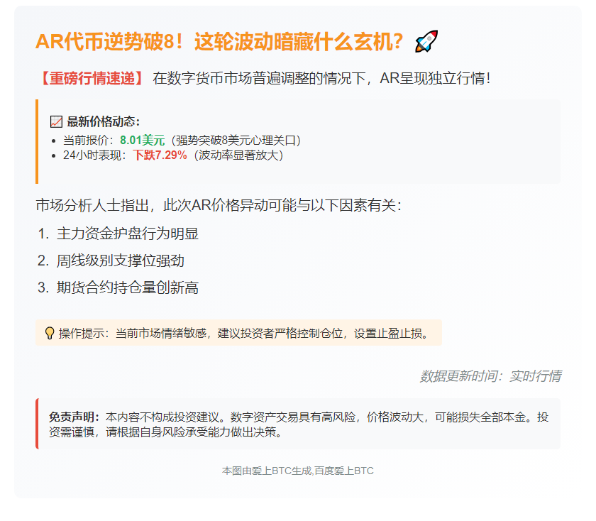 AR币破8美元