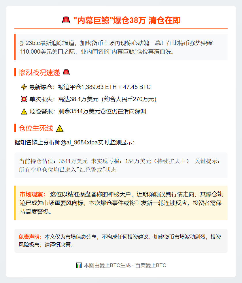 "内幕巨鲸"爆仓38万 清仓在即