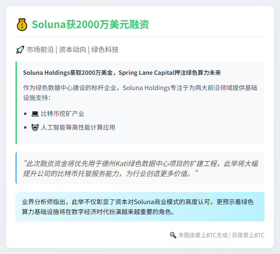 Soluna获2000万美元融资