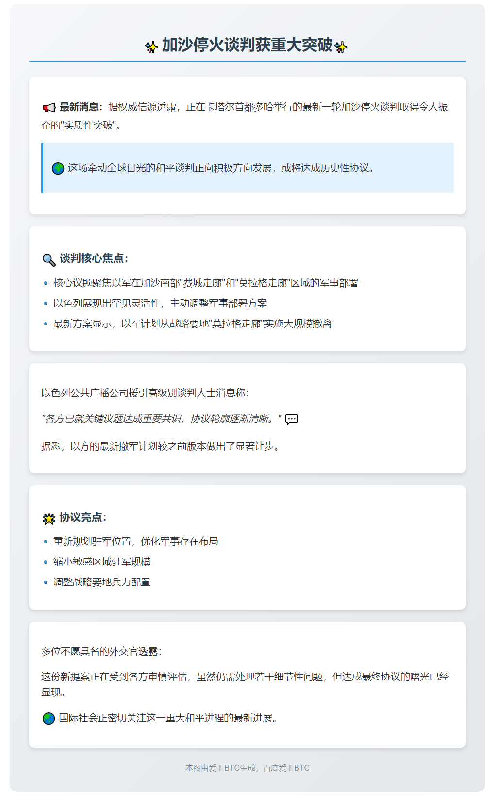 加沙停火谈判获重大进展