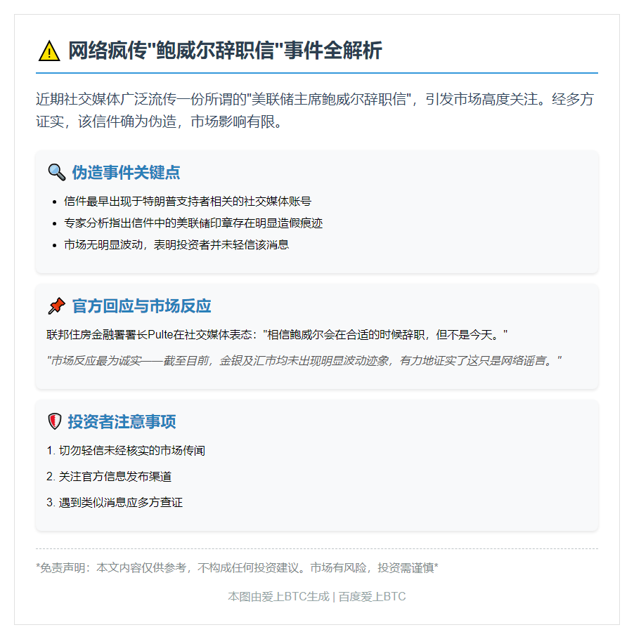 网传伪造鲍威尔辞职信热传