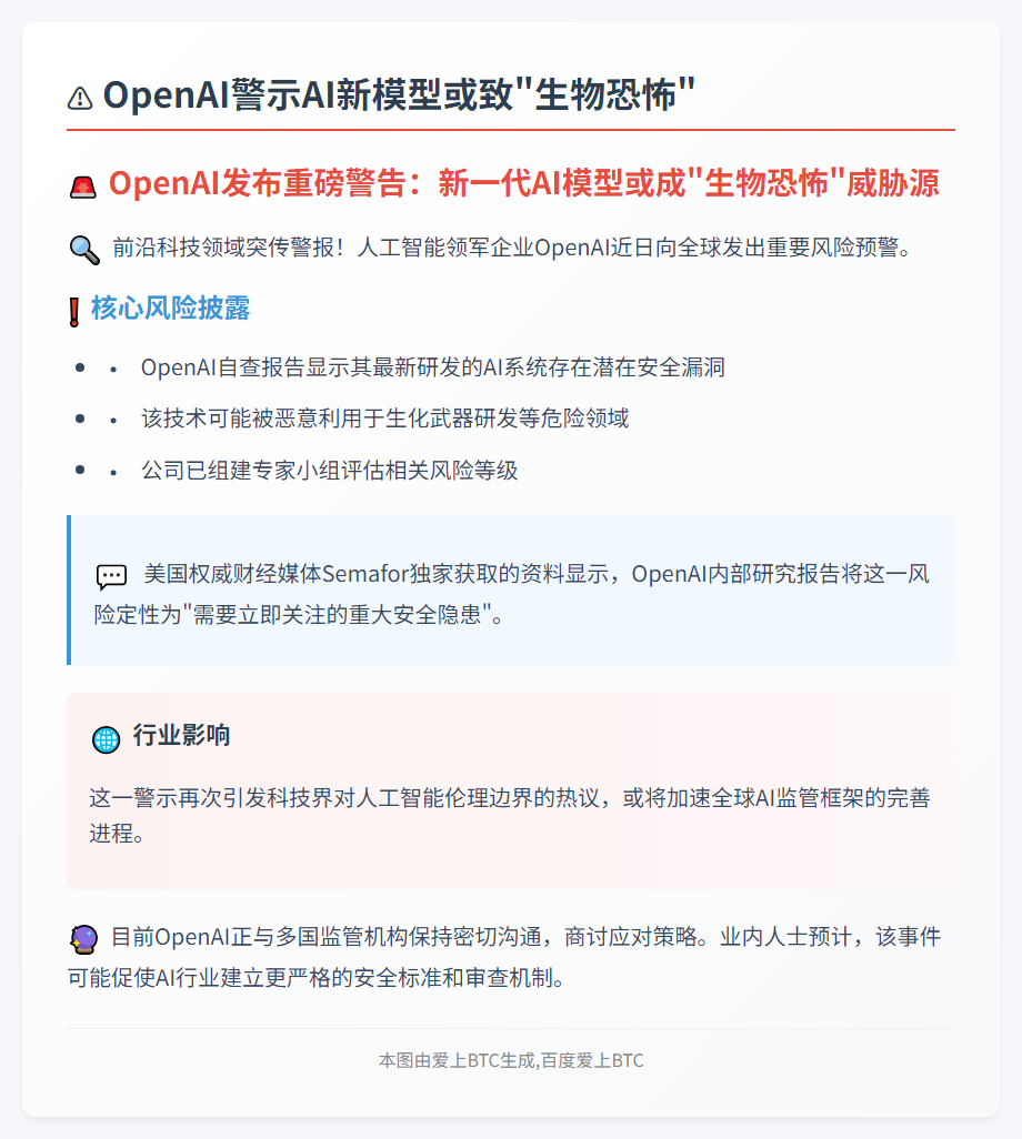 OpenAI警示AI新模型或致