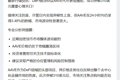 AAVE突破310美元