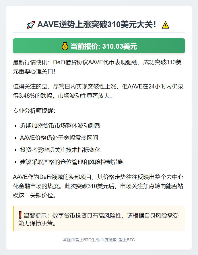 AAVE突破310美元