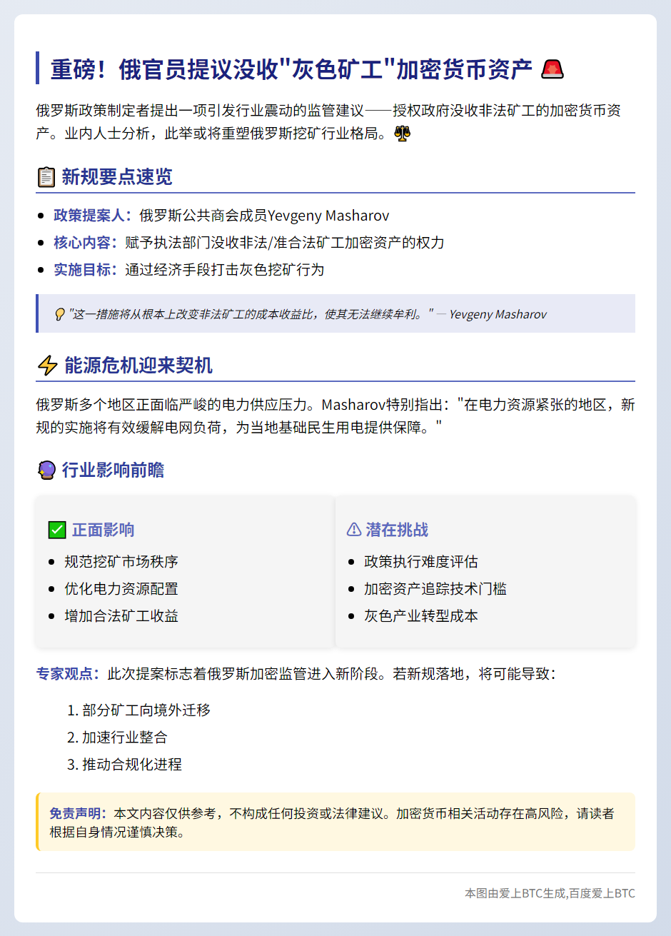 俄官员提议没收非法挖矿加密货币
