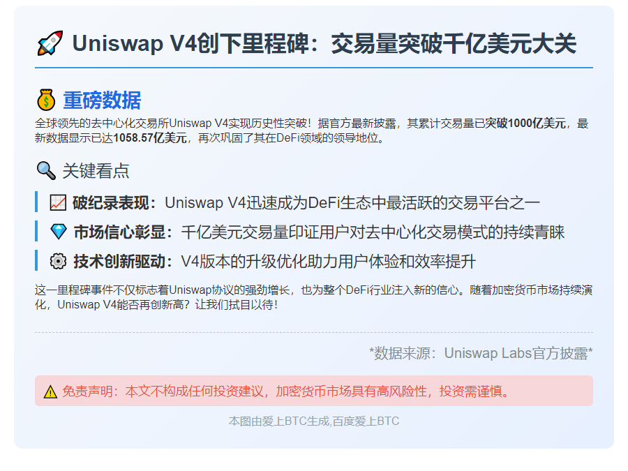 Uniswap V4交易量破千亿