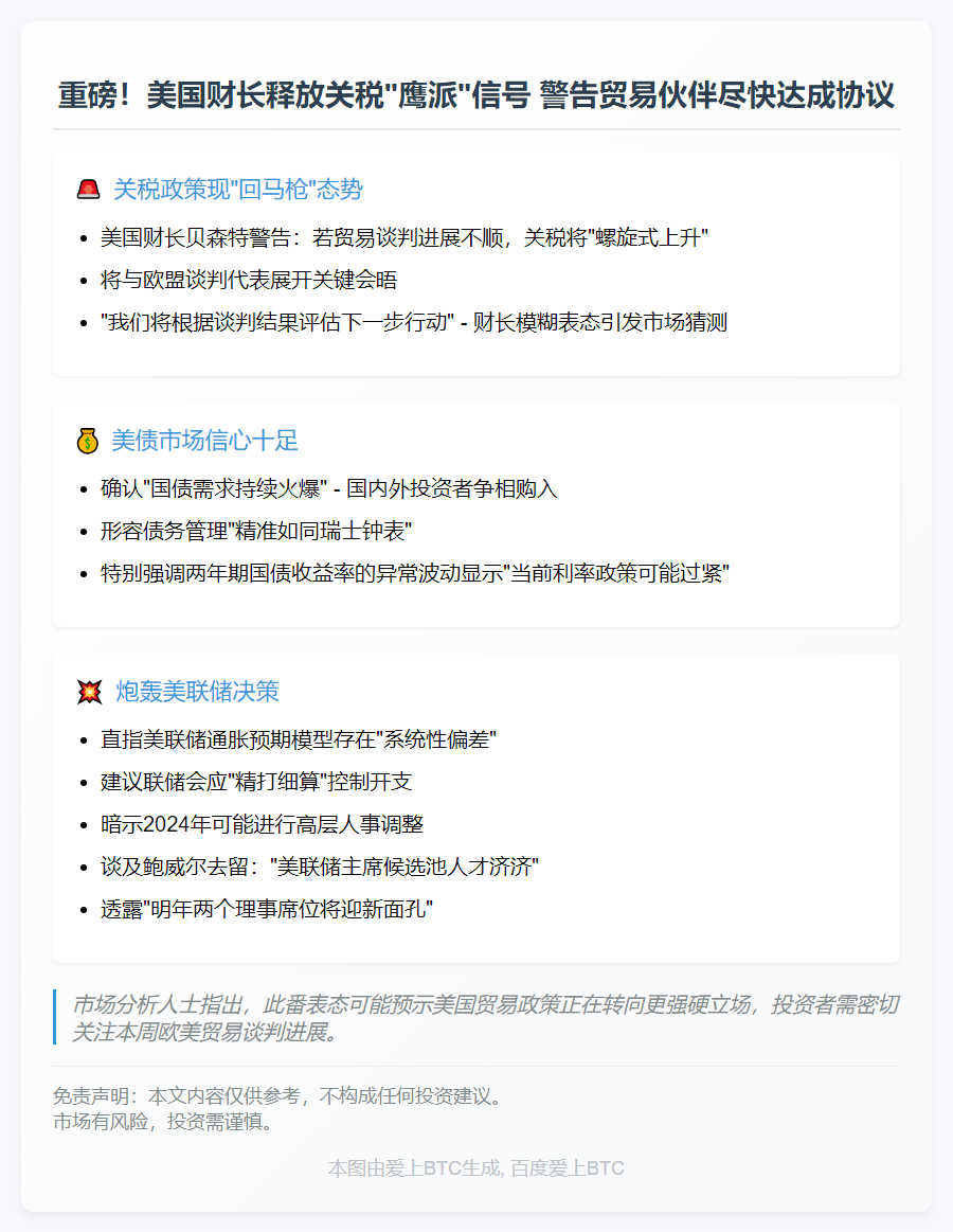 美财长警告关税或回升