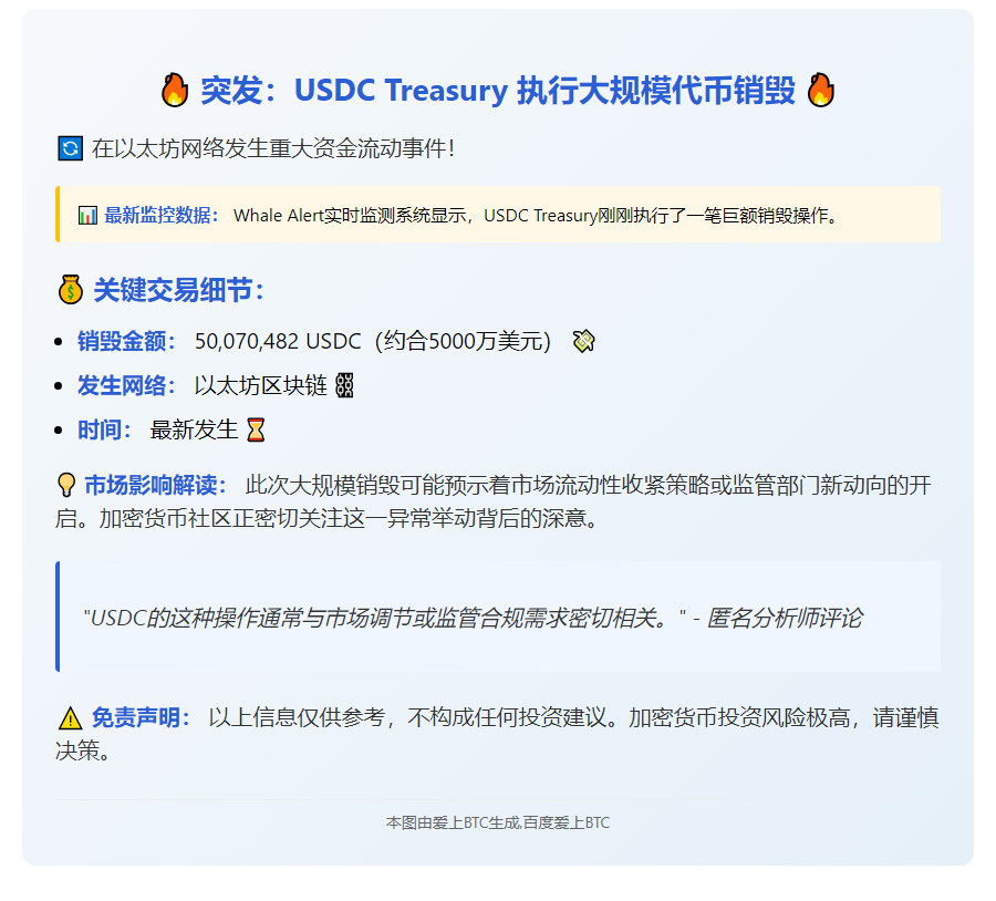 USDC 销毁 5000 万枚