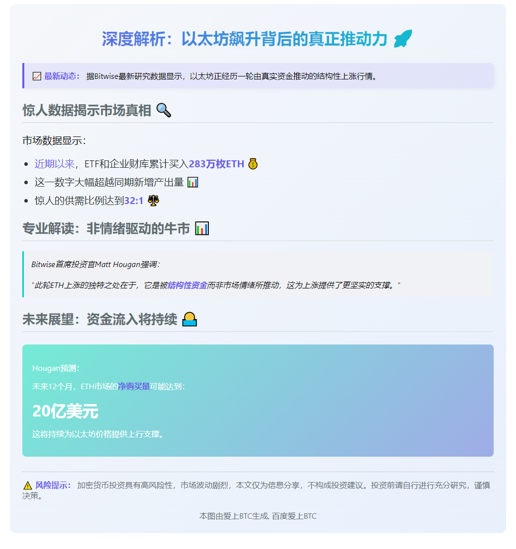 "以太坊上涨受结构性资金流入驱动"