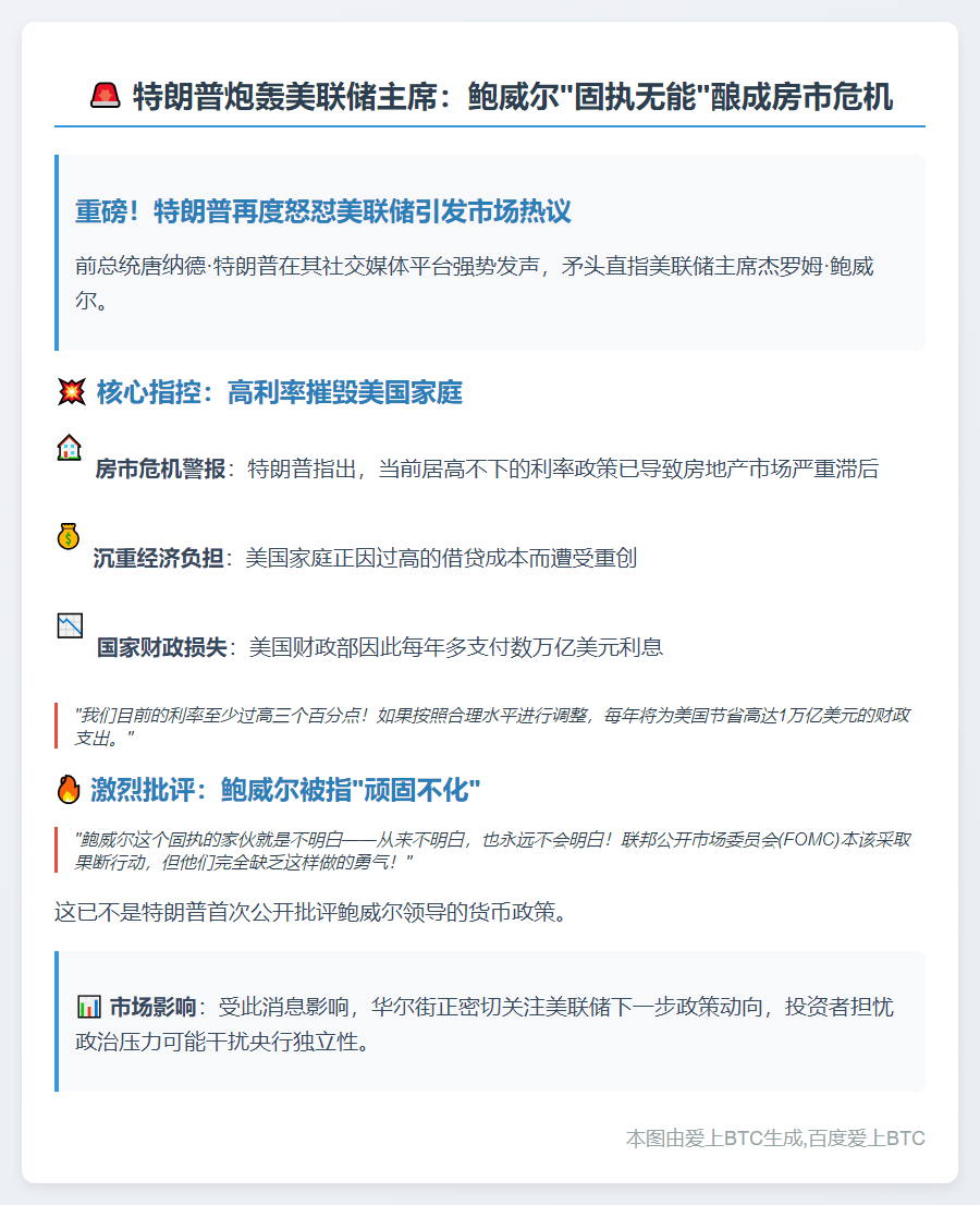 特朗普批鲍威尔 FOMC须行动