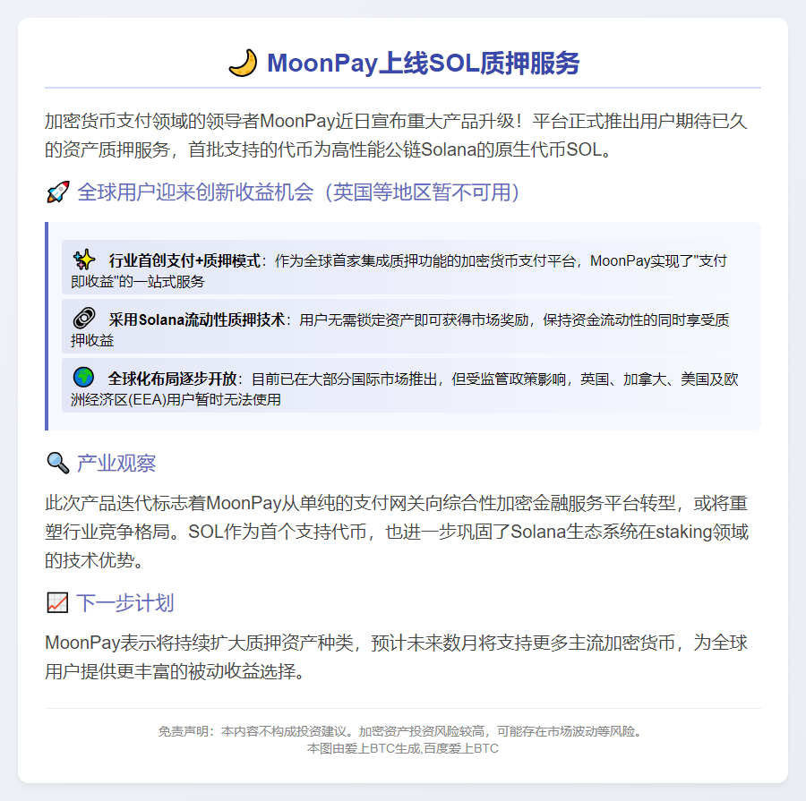 MoonPay上线SOL质押服务