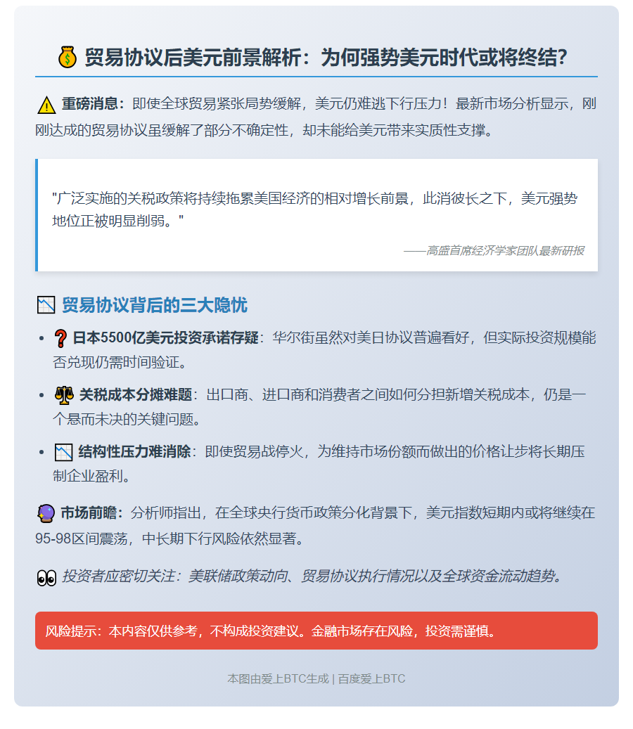 高盛：贸易协议难挡美元下行压力