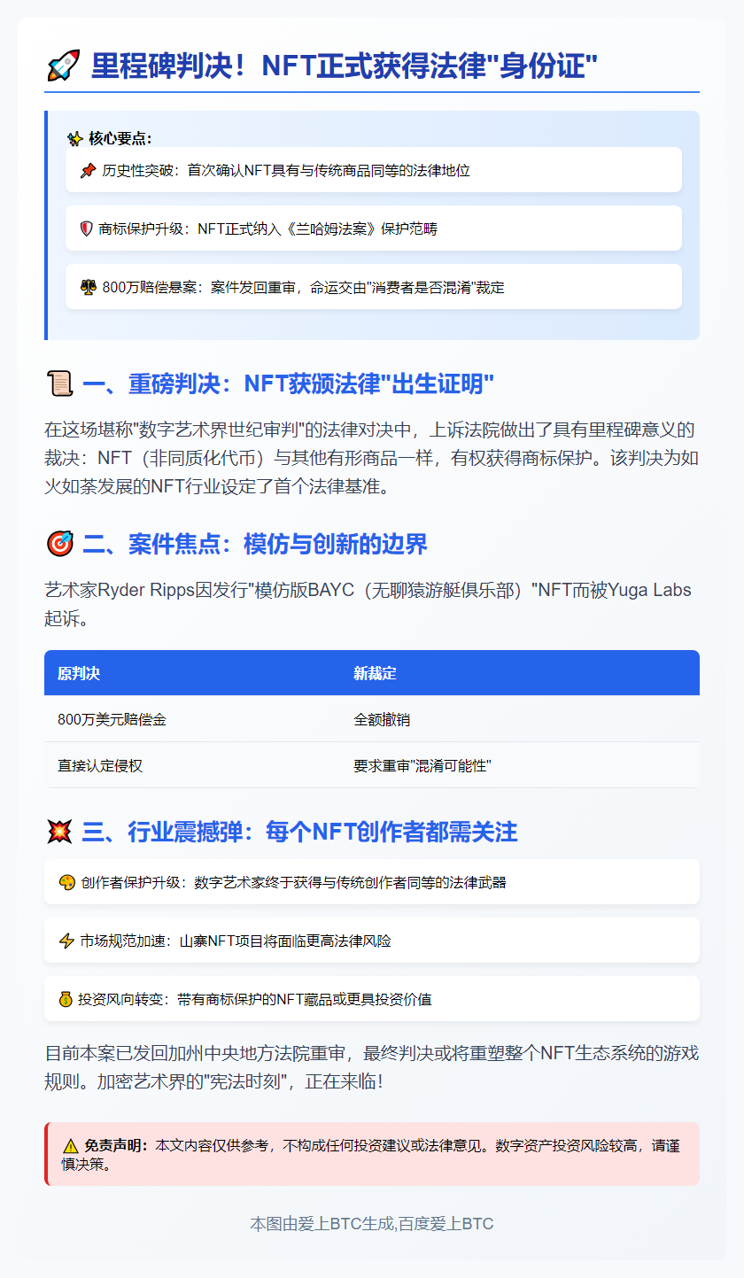 美法院裁定NFT受商标保护，Yuga Labs案将重审