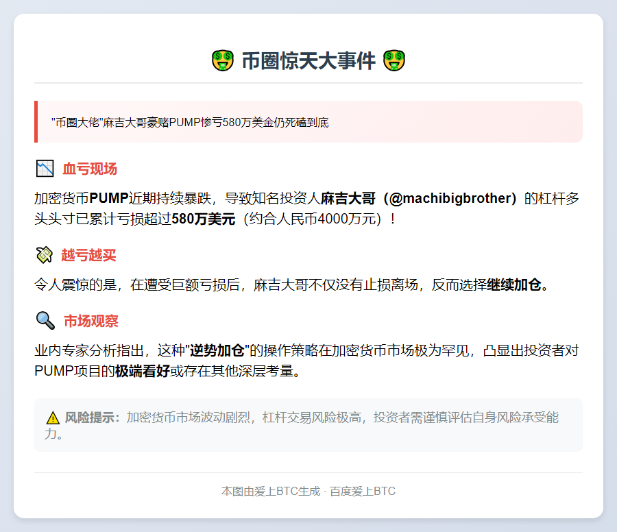 "麻吉大哥PUMP浮亏超580万美元"