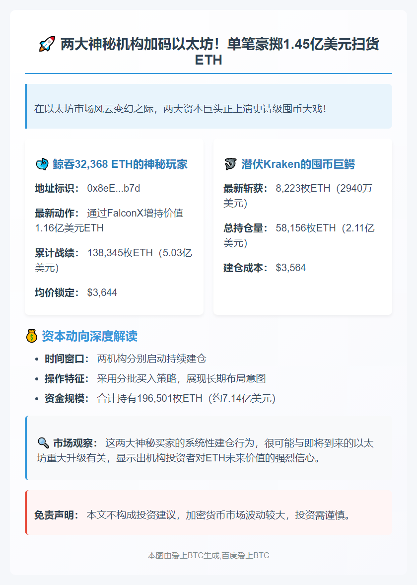 巨鲸再扫43,591枚ETH，价值1.45亿美元