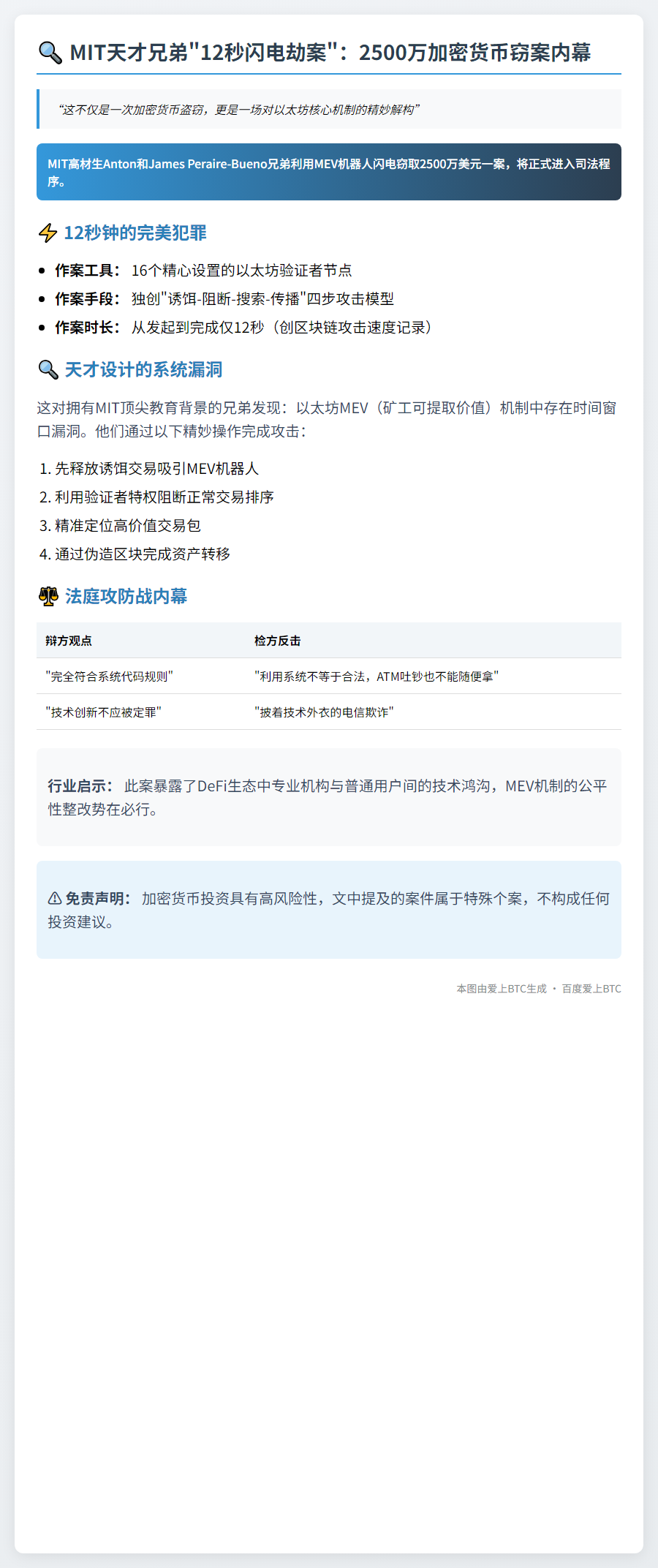 MIT兄弟操控MEV机器人盗2500万刀被拒撤诉