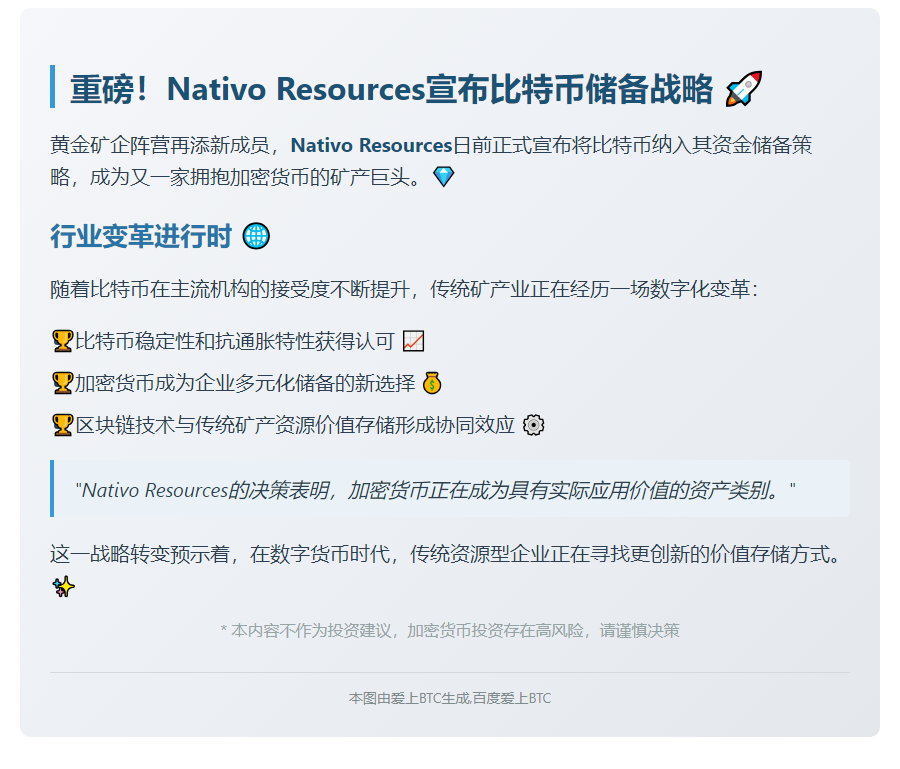 "Nativo宣布比特币储备战略"