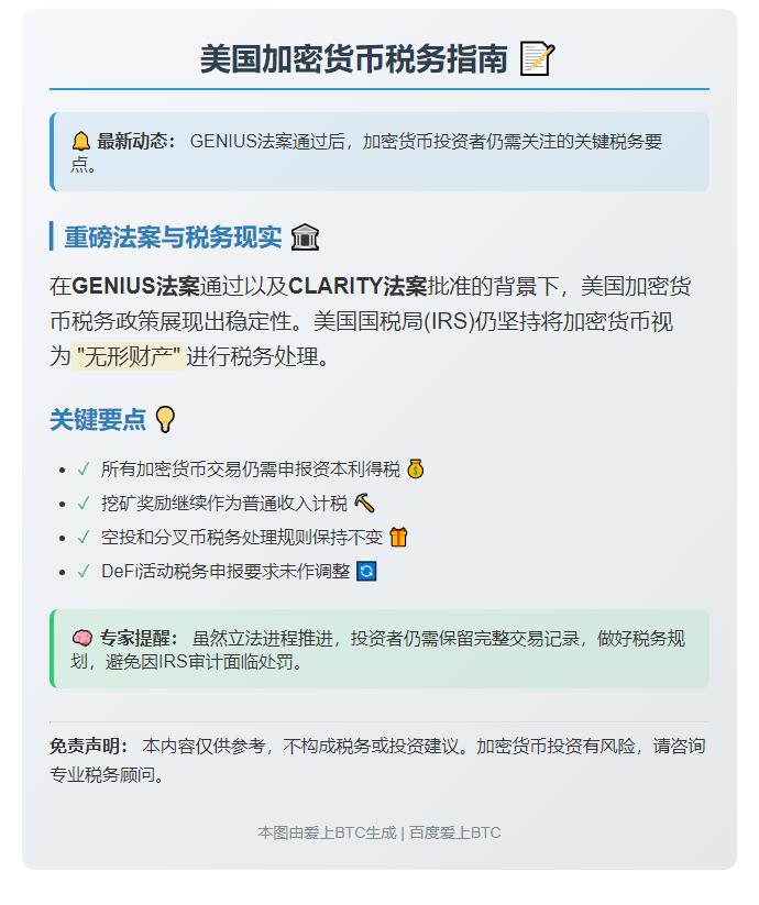 GENIUS法案通过后加密货币税务规则不变