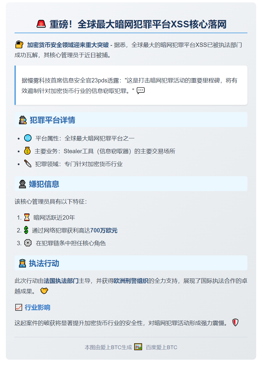 全球最大暗网平台XSS核心管理员落网