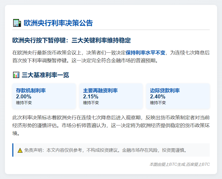 欧央行利率不变