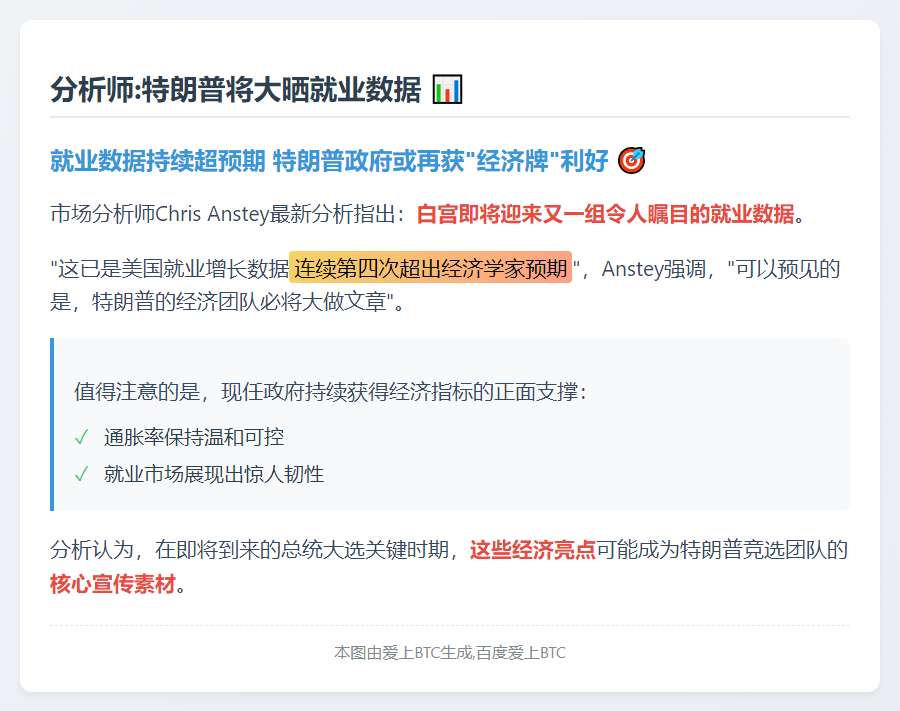分析师:特朗普将大晒就业数据