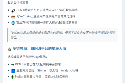 富兰克林邓普顿将BENJI平台引入VeChain