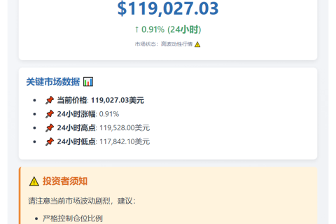 比特币突破11.9万美元