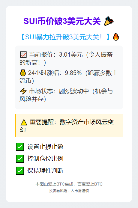 SUI币价破3美元大关