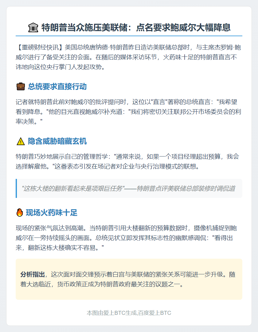 特朗普促降息施压鲍威尔