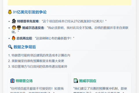 “特朗普鲍威尔激辩翻修费用”