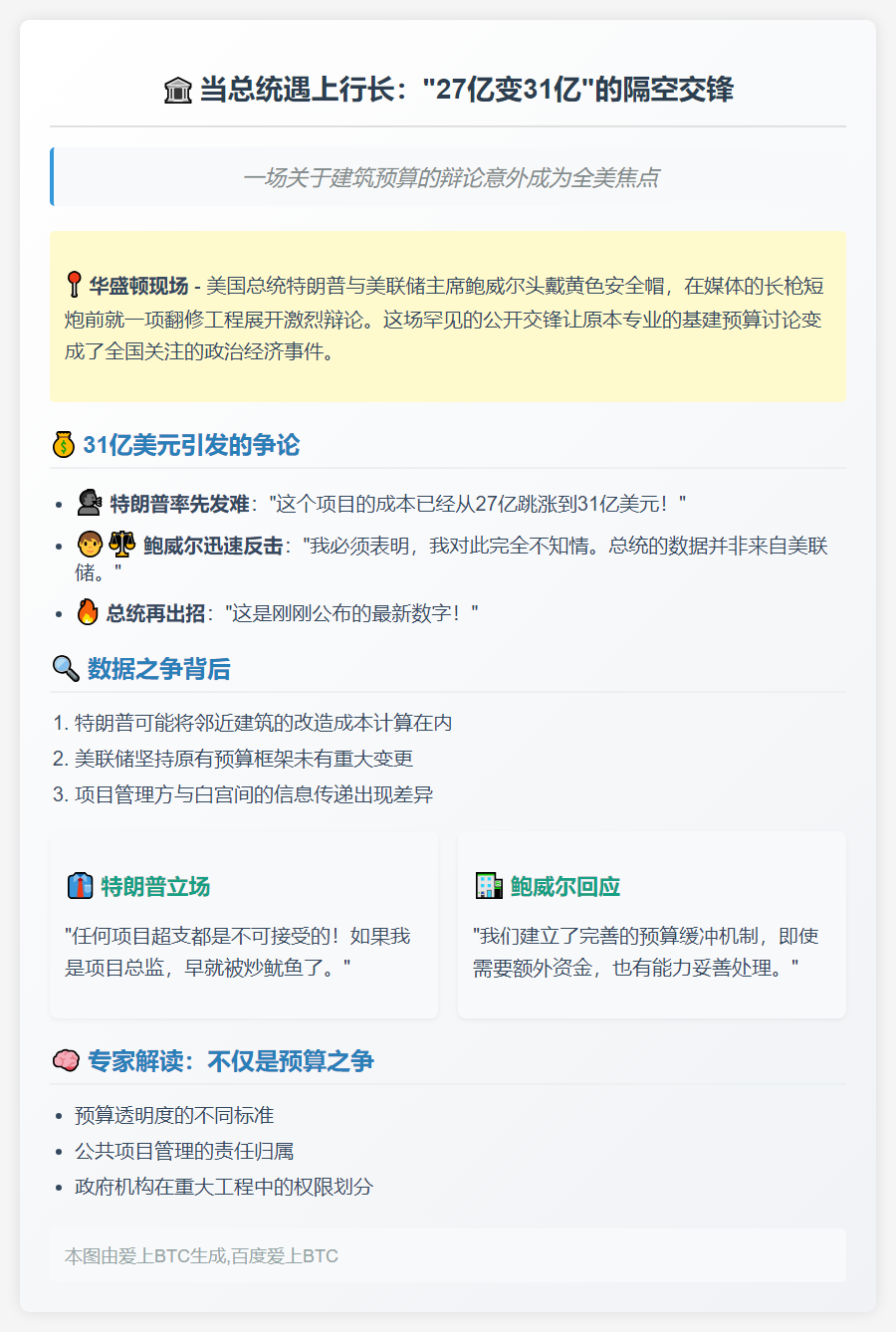 "特朗普鲍威尔激辩翻修费用"