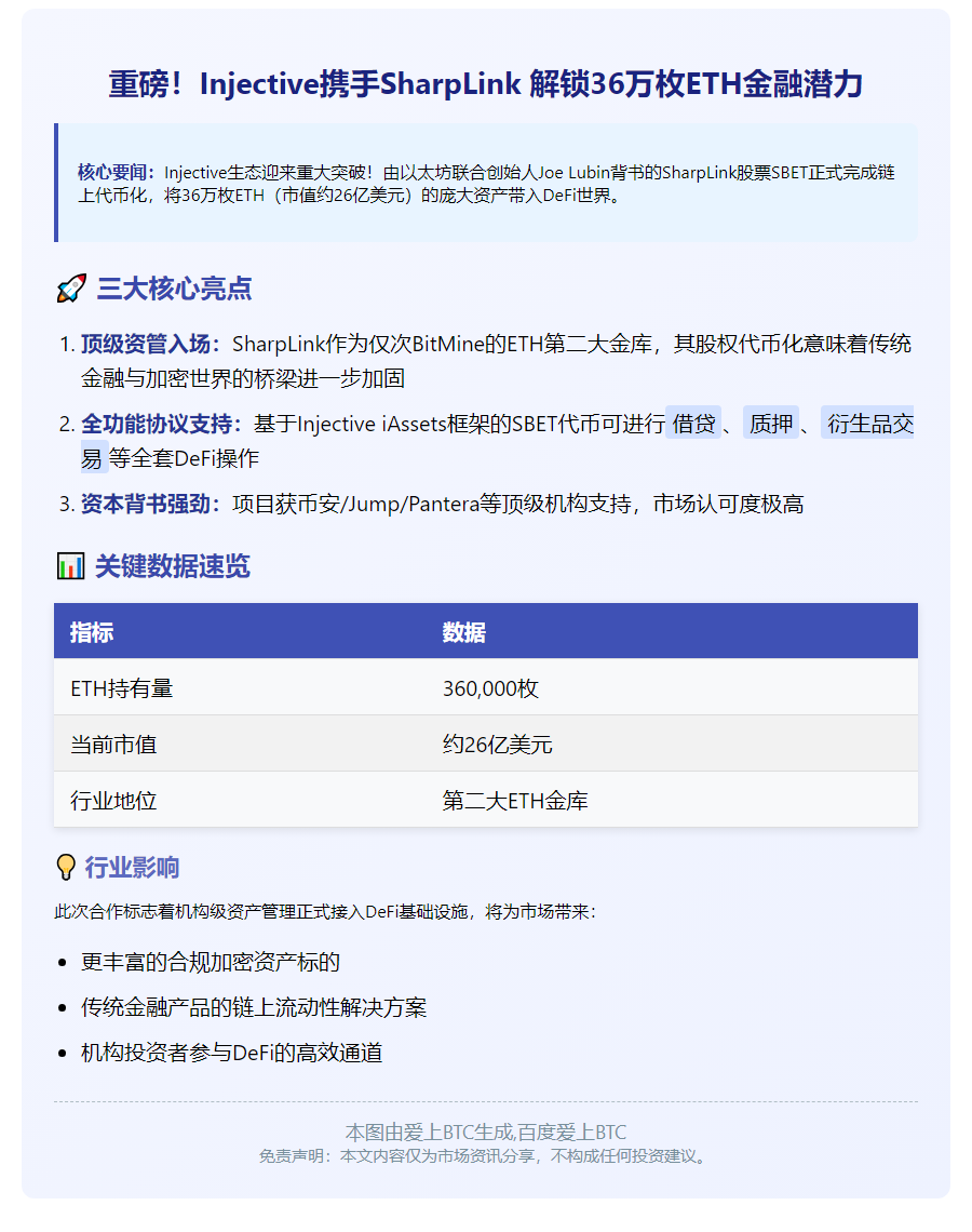 Injective代币化SharpLink股票SBET