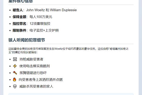 “纽约法院准两比特币绑架犯保释”