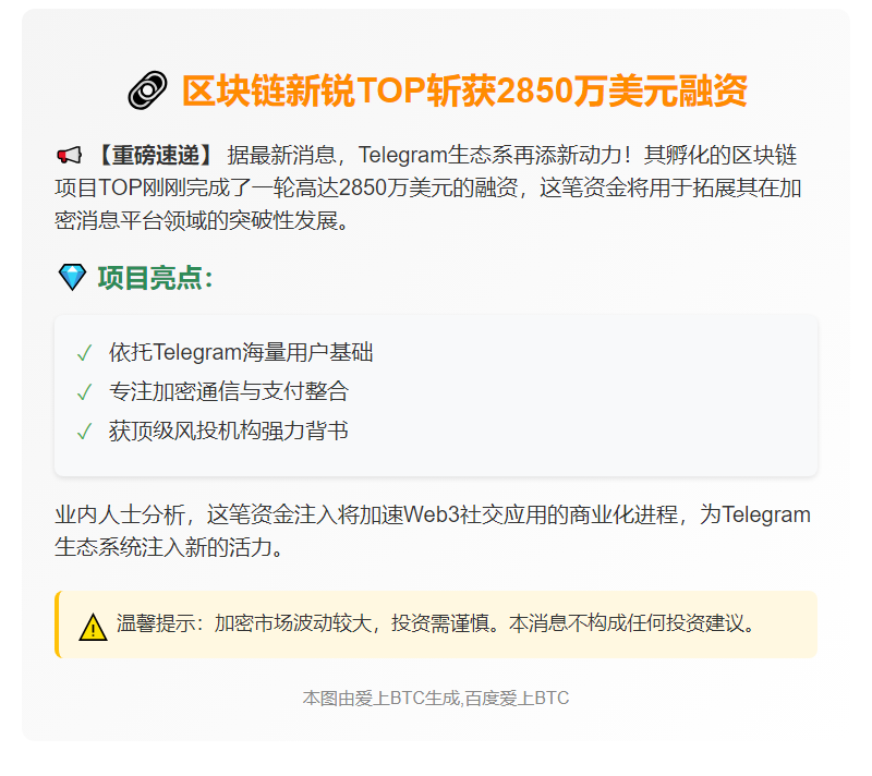 TOP区块链初创公司获2850万美元融资