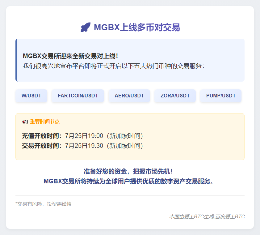 MGBX上线多币对交易
