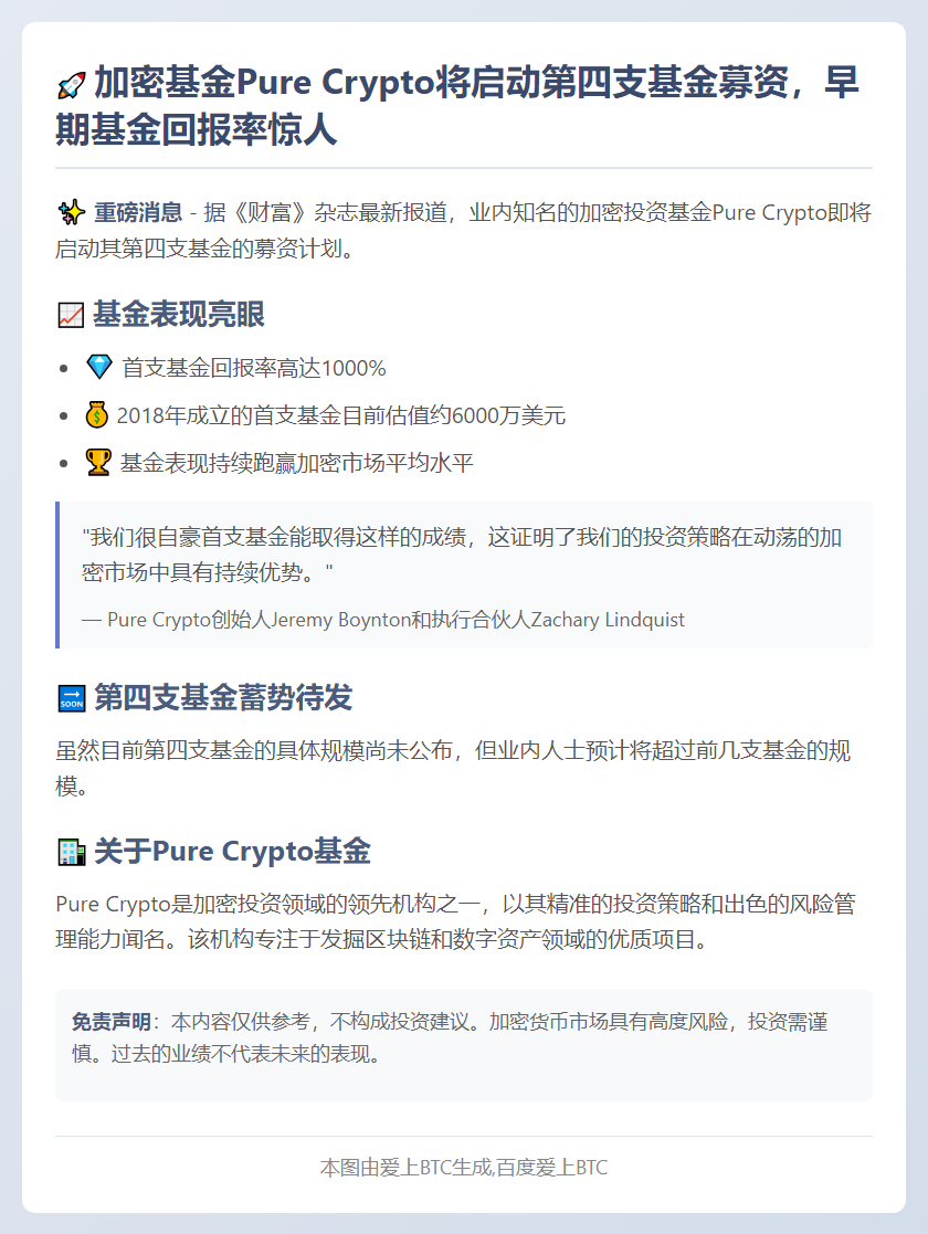 加密基金Pure Crypto拟筹资建新基金
