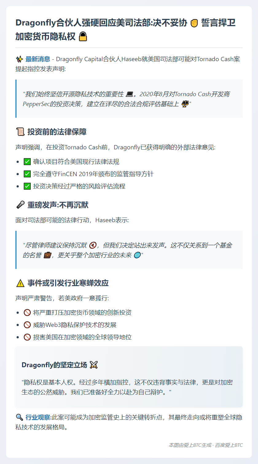 Dragonfly合伙人回应美国司法部：将全力辩护