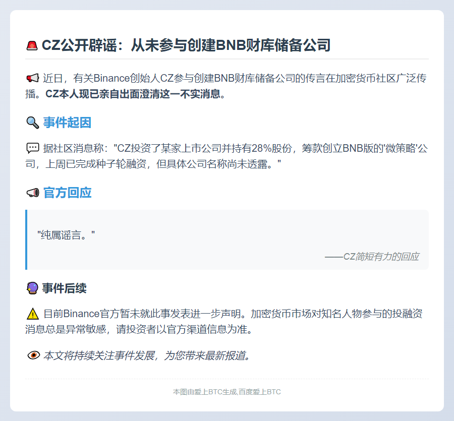 CZ否认参与BNB财库募资
