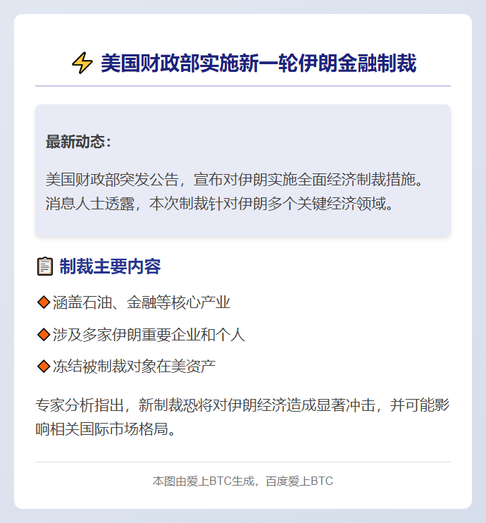 美国财政部制裁伊朗新措施发布