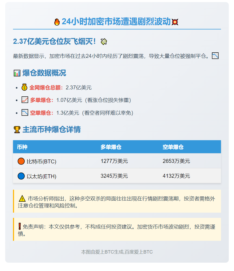 24小时全网爆仓2.37亿美元