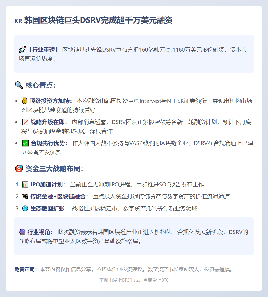 DSRV完成160亿韩元B轮融资