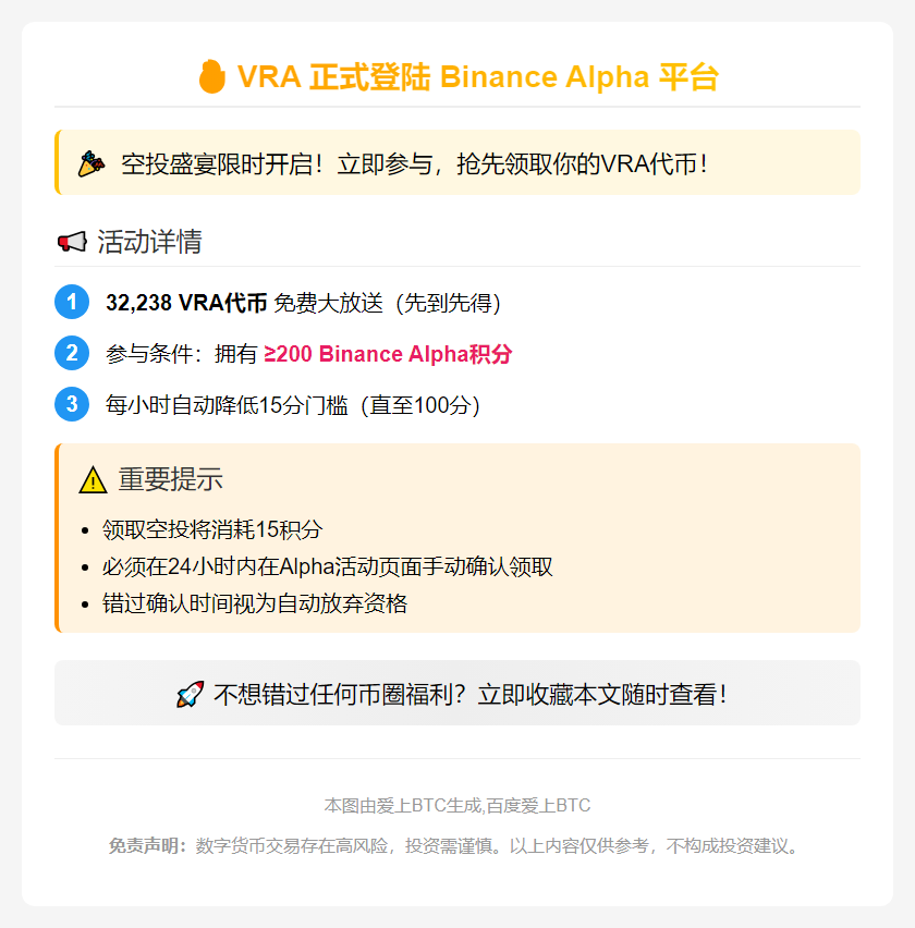 VRA上线Binance Alpha