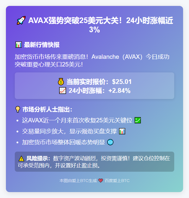 AVAX突破25美元