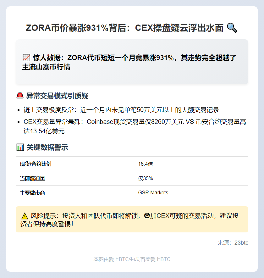 ZORA暴涨疑为CEX资金操盘