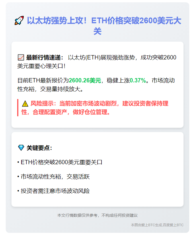ETH突破2600美元