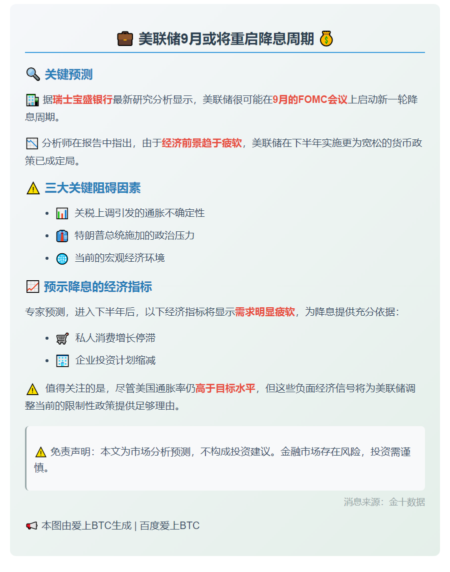 美联储或9月重启降息