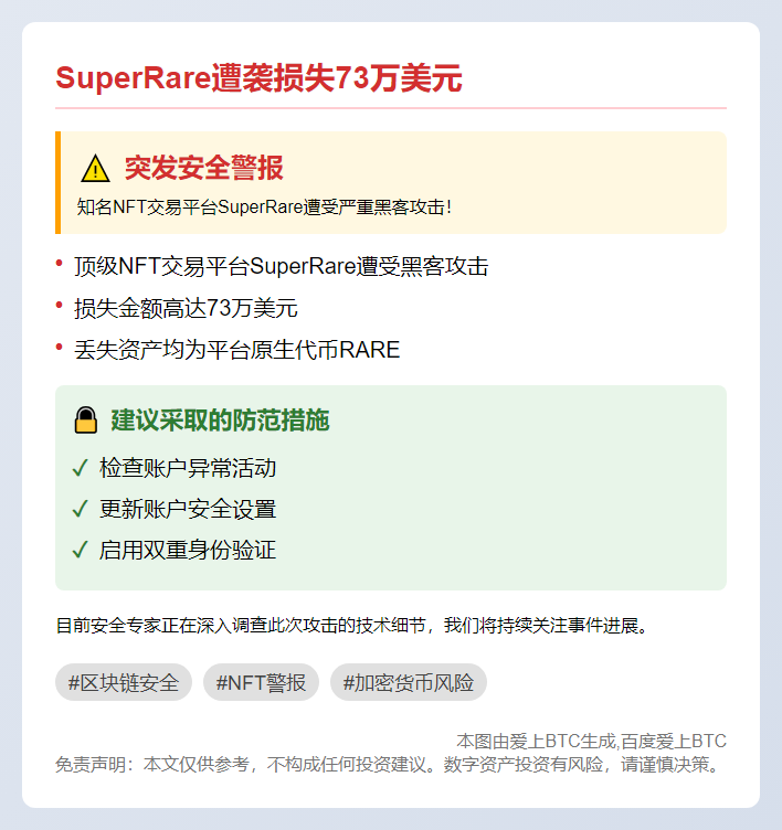 SuperRare遭袭损失73万美元