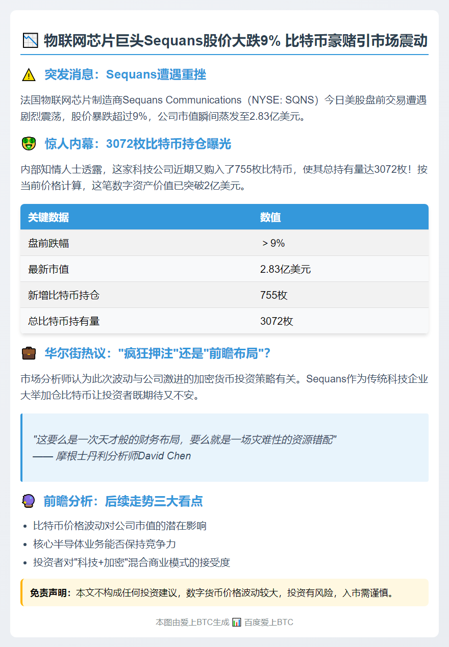 Sequans盘前跌超9% 市值缩至2.83亿