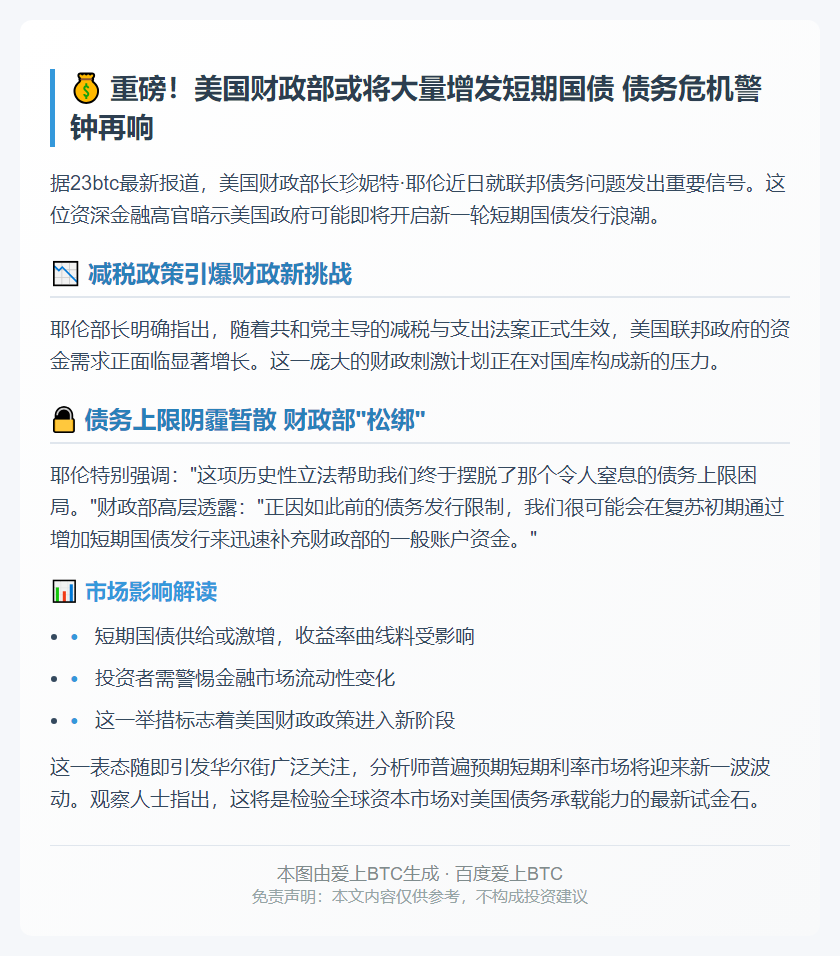 财长：初期或发短债融资