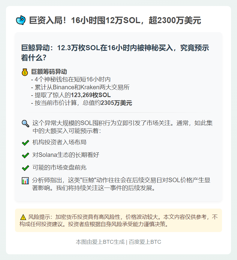 巨资入局！16小时囤12万SOL，超2300万美元